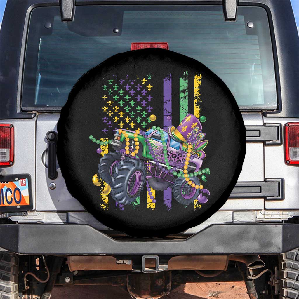 Mardi Gras Monster Truck Beads Flag Spare Tire Cover