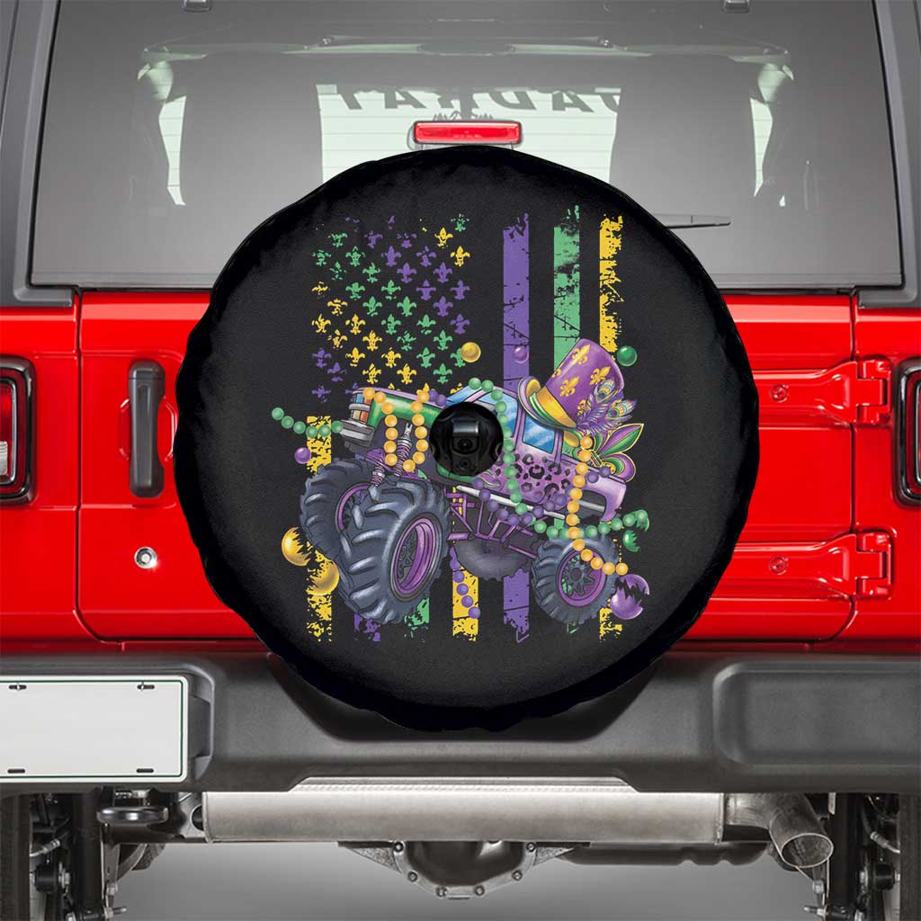 Mardi Gras Monster Truck Beads Flag Spare Tire Cover