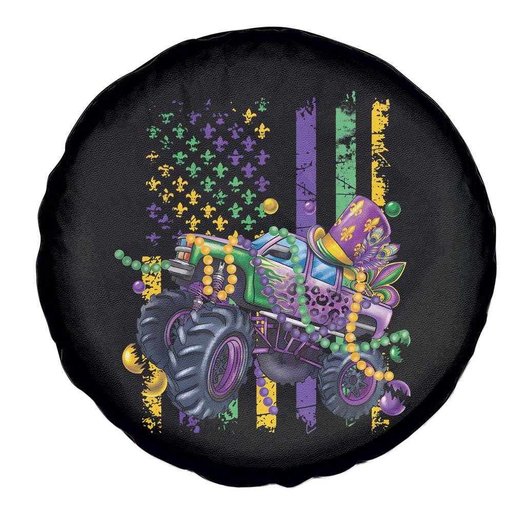Mardi Gras Monster Truck Beads Flag Spare Tire Cover