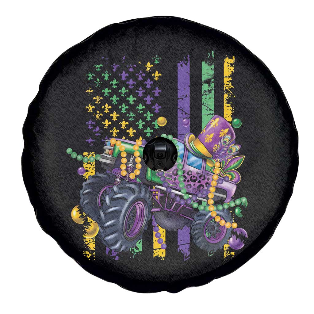 Mardi Gras Monster Truck Beads Flag Spare Tire Cover