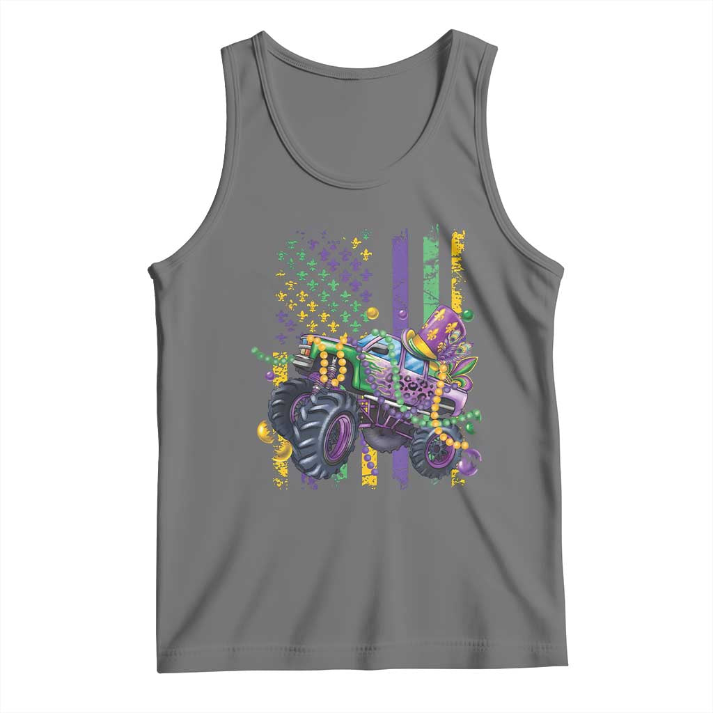 Mardi Gras Monster Truck Beads Flag Tank Top
