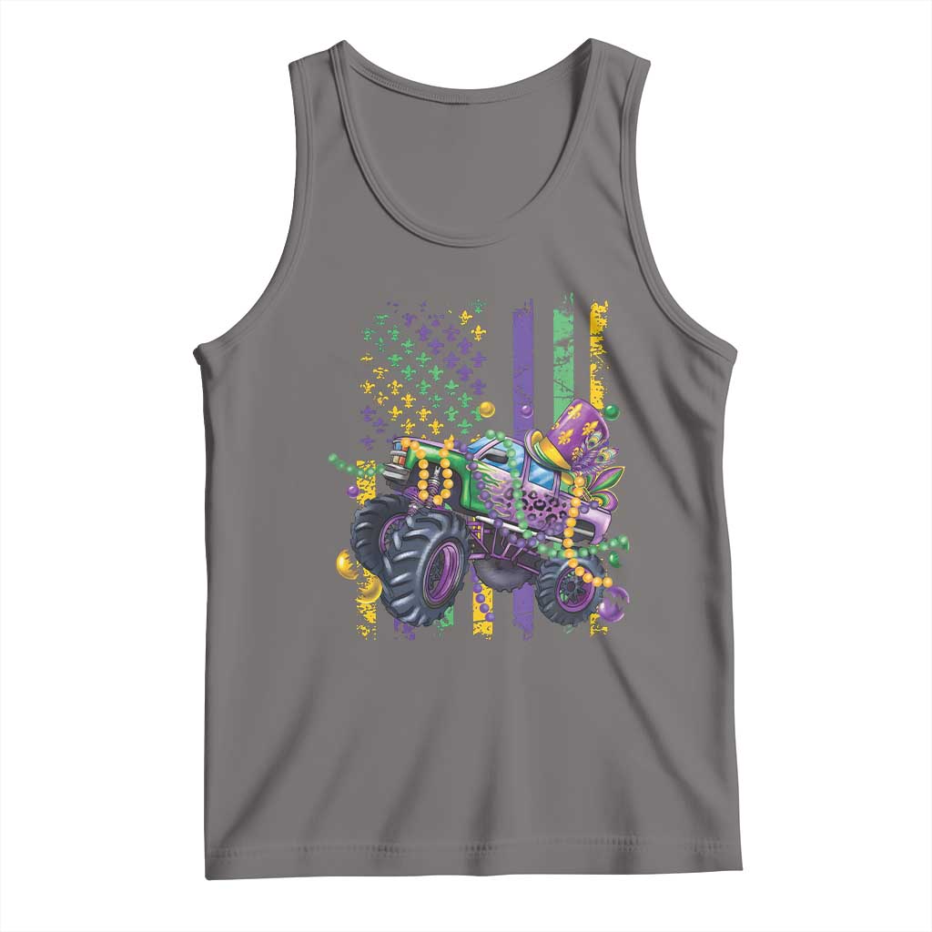 Mardi Gras Monster Truck Beads Flag Tank Top