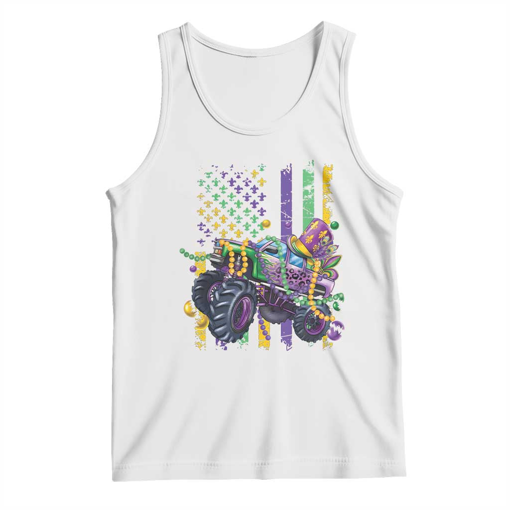 Mardi Gras Monster Truck Beads Flag Tank Top