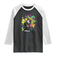 Mardi Gras Funny Tuxedo Cat Meme Beads Raglan Shirt