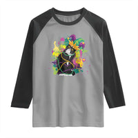 Mardi Gras Funny Tuxedo Cat Meme Beads Raglan Shirt