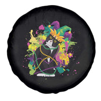 Mardi Gras Funny Tuxedo Cat Meme Beads Spare Tire Cover