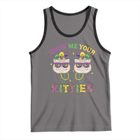Mardi Gras Tank Top Show Me Your Kitties Cute Cat Masked Jester Hat Bead
