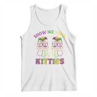 Mardi Gras Tank Top Show Me Your Kitties Cute Cat Masked Jester Hat Bead