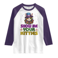 Mardi Gras Raglan Shirt Show Me Your Kitties Cool Cat Jester Hat Bead