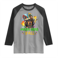 Mardi Gras Y'all Dachshund Dog With Beads Colorful Raglan Shirt