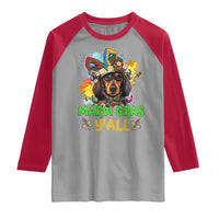 Mardi Gras Y'all Dachshund Dog With Beads Colorful Raglan Shirt