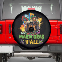 Mardi Gras Y'all Dachshund Dog With Beads Colorful Spare Tire Cover