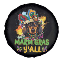 Mardi Gras Y'all Dachshund Dog With Beads Colorful Spare Tire Cover