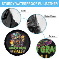 Mardi Gras Y'all Dachshund Dog With Beads Colorful Spare Tire Cover