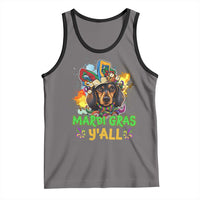 Mardi Gras Y'all Dachshund Dog With Beads Colorful Tank Top