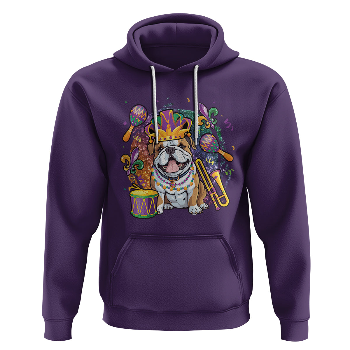 Mardi Gras Hoodie Fench Bulldog Cute Fat Tuesday Frenchie Pet Dog - Wonder Print Shop