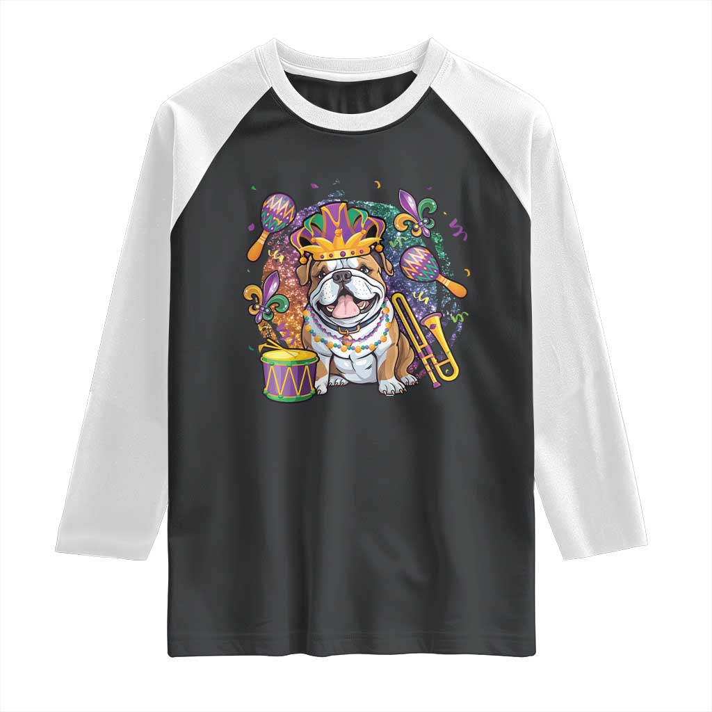 Mardi Gras Raglan Shirt Fench Bulldog Cute Fat Tuesday Frenchie Pet Dog