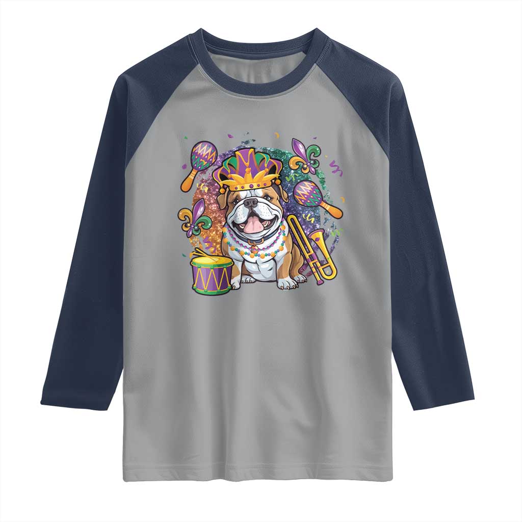 Mardi Gras Raglan Shirt Fench Bulldog Cute Fat Tuesday Frenchie Pet Dog