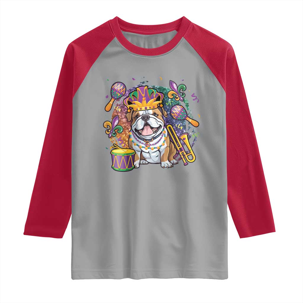 Mardi Gras Raglan Shirt Fench Bulldog Cute Fat Tuesday Frenchie Pet Dog