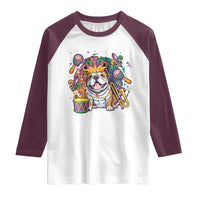 Mardi Gras Raglan Shirt Fench Bulldog Cute Fat Tuesday Frenchie Pet Dog