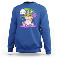 Mardi Gras Cute Unicorn Beads Rainbow Fleur De Lis Sweatshirt - Wonder Print Shop