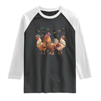 Mardi Gras Funny Farmer Jester Chicken Beads Raglan Shirt