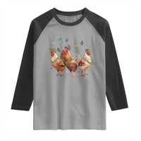Mardi Gras Funny Farmer Jester Chicken Beads Raglan Shirt