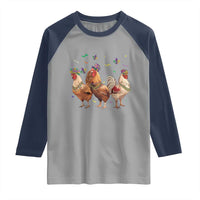 Mardi Gras Funny Farmer Jester Chicken Beads Raglan Shirt