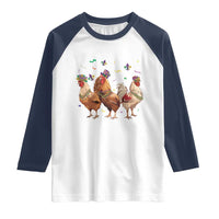 Mardi Gras Funny Farmer Jester Chicken Beads Raglan Shirt