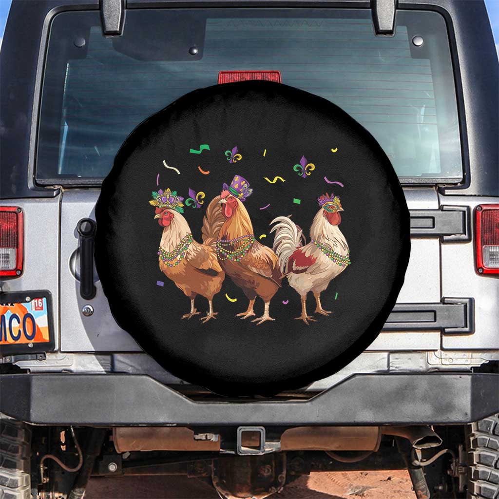 Mardi Gras Funny Farmer Jester Chicken Beads Spare Tire Cover