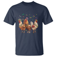 Mardi Gras Funny Farmer Jester Chicken Beads T Shirt - Wonder Print Shop