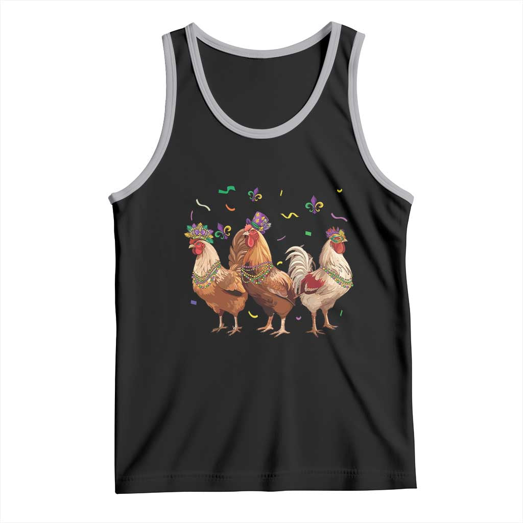 Mardi Gras Funny Farmer Jester Chicken Beads Tank Top