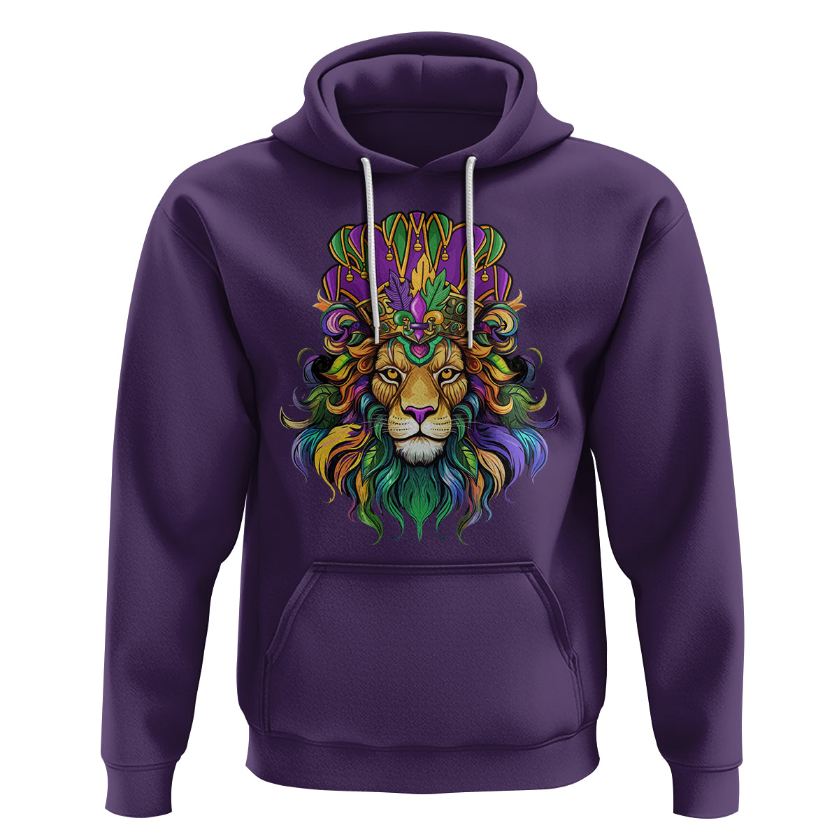 Mardi Gras Hoodie Pride Lion With Jester Hat Fat Tuesday Festival - Wonder Print Shop