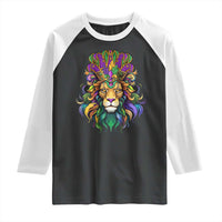 Mardi Gras Raglan Shirt Pride Lion With Jester Hat Fat Tuesday Festival