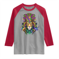 Mardi Gras Raglan Shirt Pride Lion With Jester Hat Fat Tuesday Festival