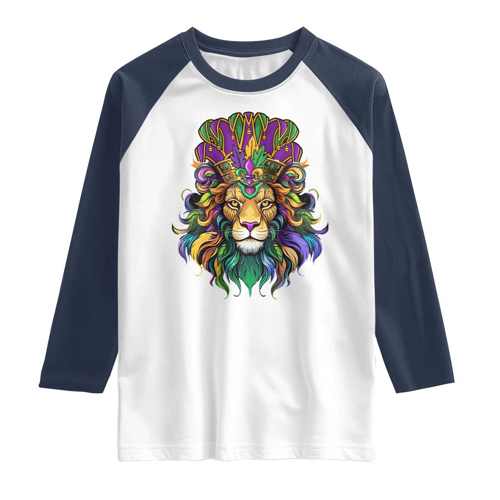 Mardi Gras Raglan Shirt Pride Lion With Jester Hat Fat Tuesday Festival