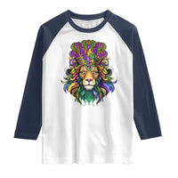 Mardi Gras Raglan Shirt Pride Lion With Jester Hat Fat Tuesday Festival
