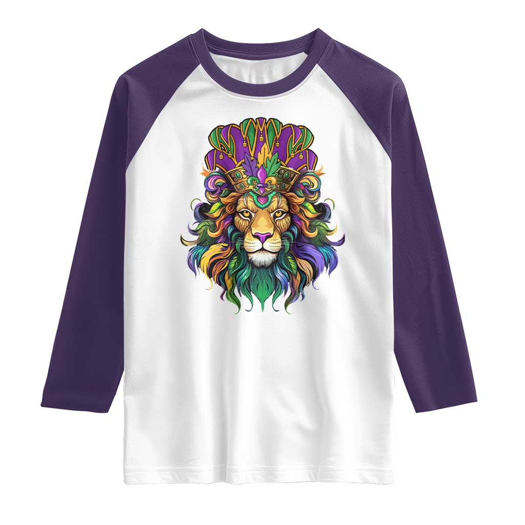 Mardi Gras Raglan Shirt Pride Lion With Jester Hat Fat Tuesday Festival