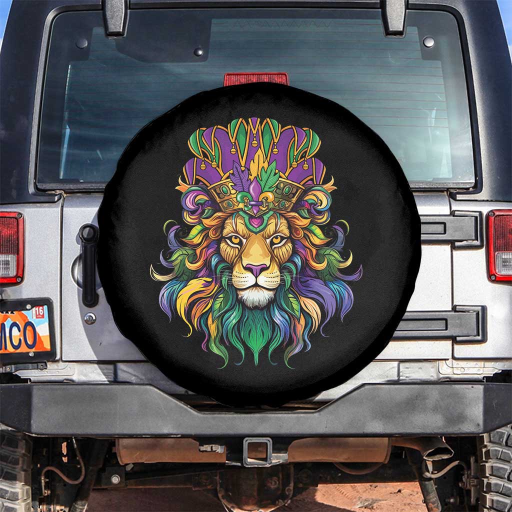 Mardi Gras Spare Tire Cover Pride Lion With Jester Hat Fat Tuesday Festival