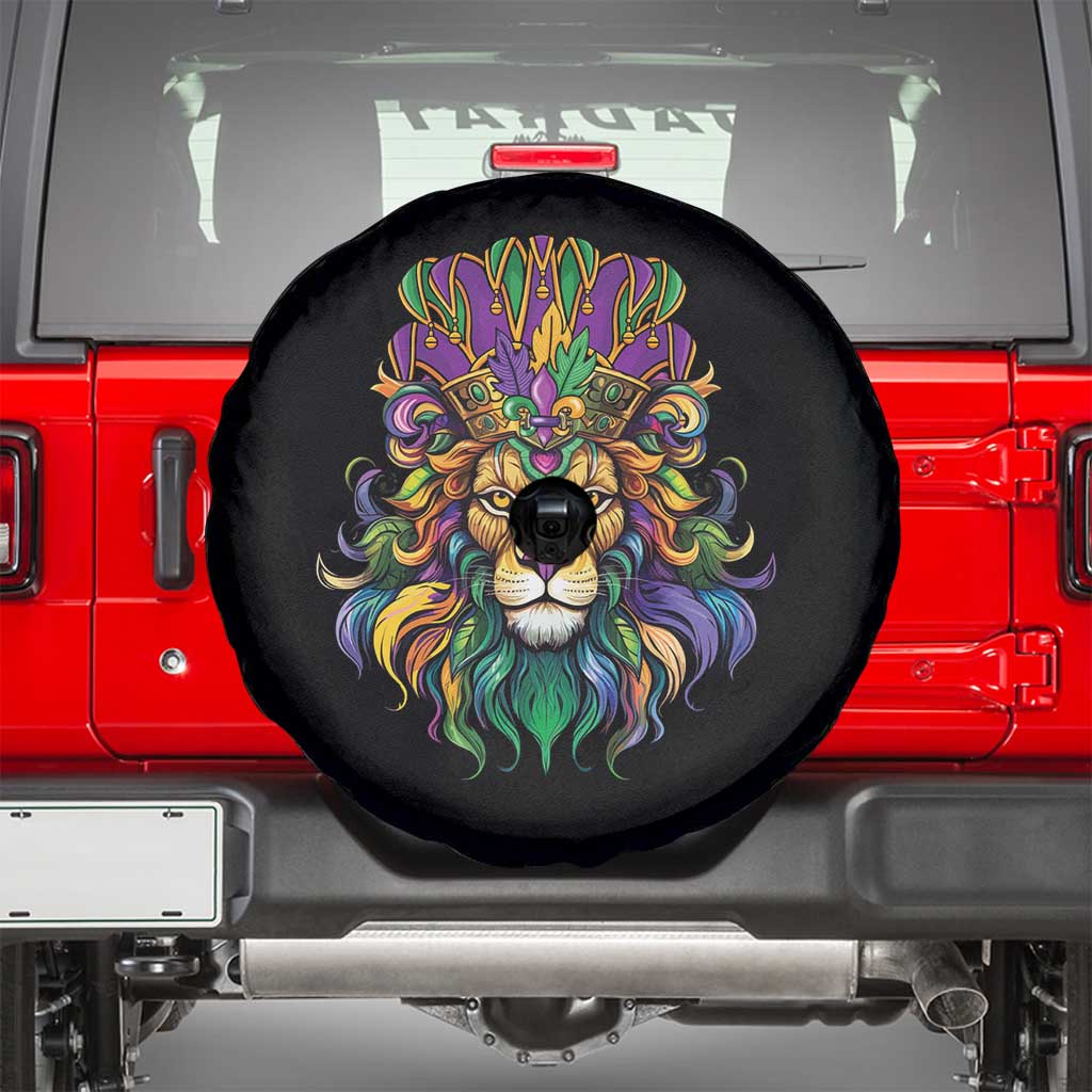 Mardi Gras Spare Tire Cover Pride Lion With Jester Hat Fat Tuesday Festival