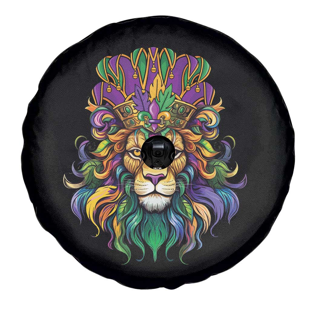 Mardi Gras Spare Tire Cover Pride Lion With Jester Hat Fat Tuesday Festival