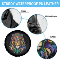Mardi Gras Spare Tire Cover Pride Lion With Jester Hat Fat Tuesday Festival