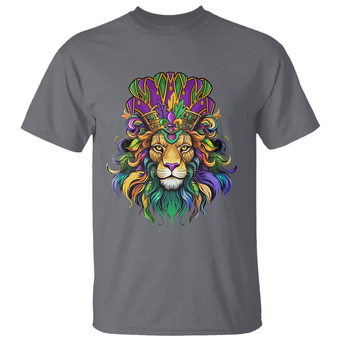 Mardi Gras T Shirt Pride Lion With Jester Hat Fat Tuesday Festival - Wonder Print Shop