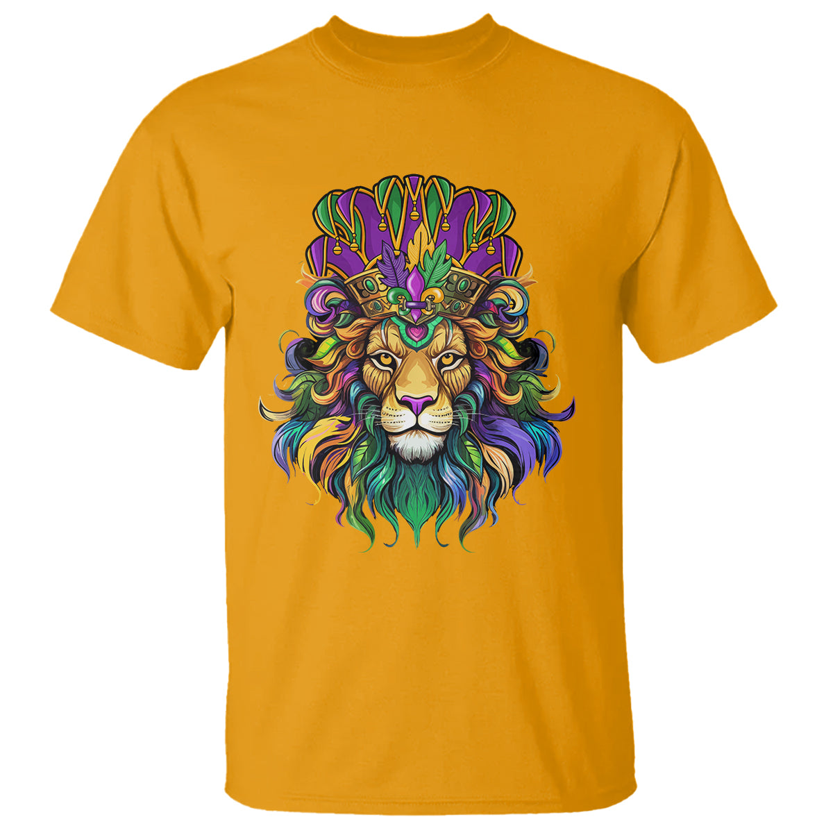 Mardi Gras T Shirt Pride Lion With Jester Hat Fat Tuesday Festival - Wonder Print Shop