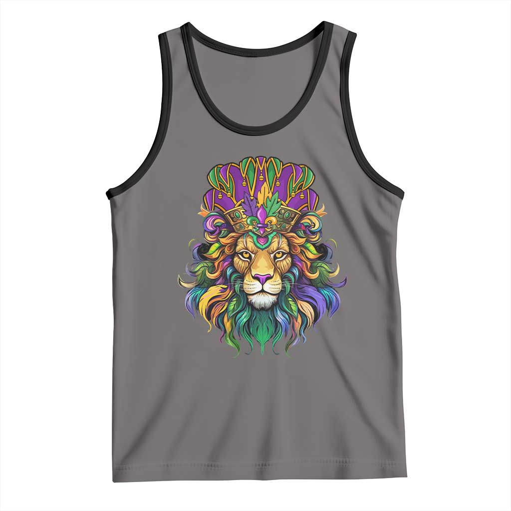 Mardi Gras Tank Top Pride Lion With Jester Hat Fat Tuesday Festival