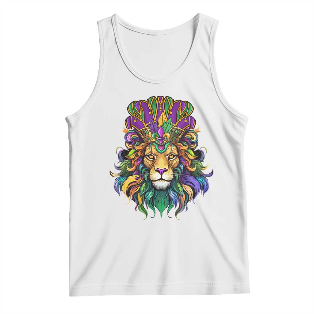 Mardi Gras Tank Top Pride Lion With Jester Hat Fat Tuesday Festival