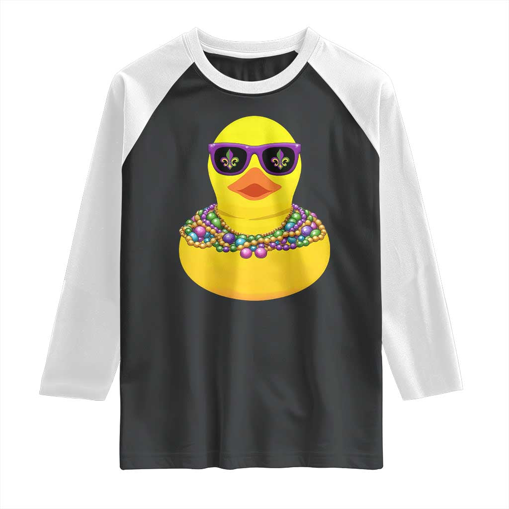 Mardi Gras Beads Cool Rubber Duck Fat Tuesday Festival Raglan Shirt