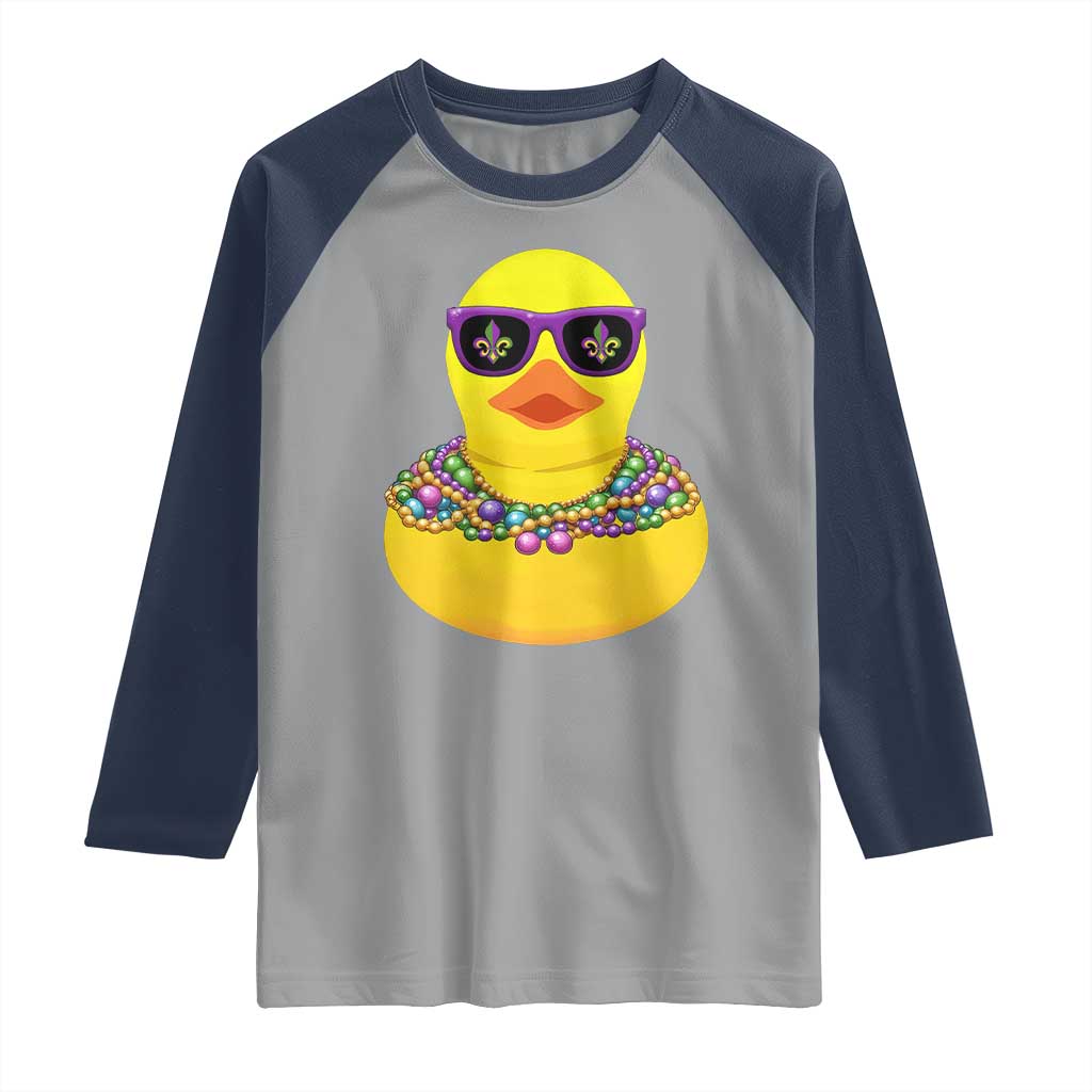 Mardi Gras Beads Cool Rubber Duck Fat Tuesday Festival Raglan Shirt