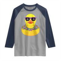 Mardi Gras Beads Cool Rubber Duck Fat Tuesday Festival Raglan Shirt