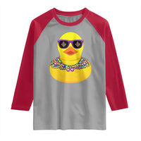 Mardi Gras Beads Cool Rubber Duck Fat Tuesday Festival Raglan Shirt